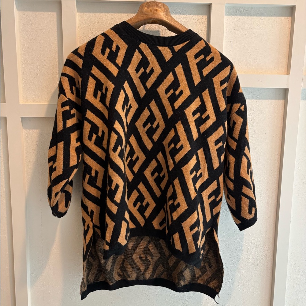 Elegant Black and Tan Patterned Sweater with “Fendi” logo - NOT authentic